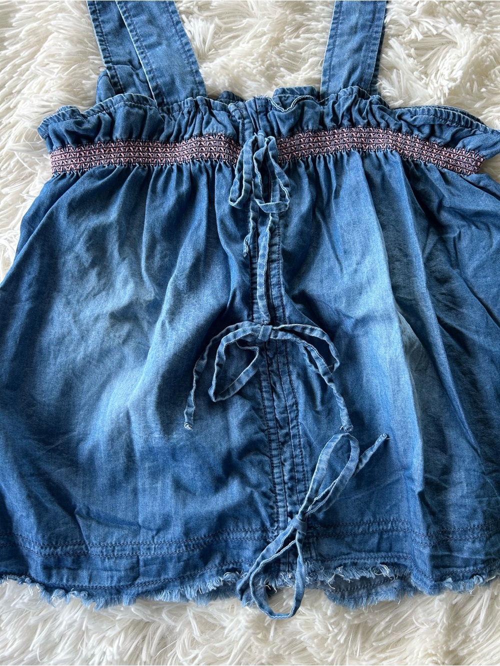Pilcro | Chambray Smocked Square-Neck Tank - Picture 10 of 10
